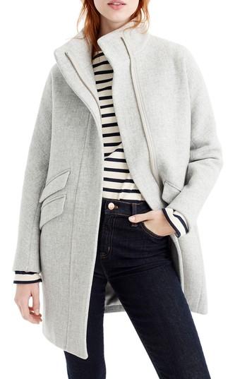 Petite Women's J.crew Stadium Cloth Cocoon Coat P - Grey