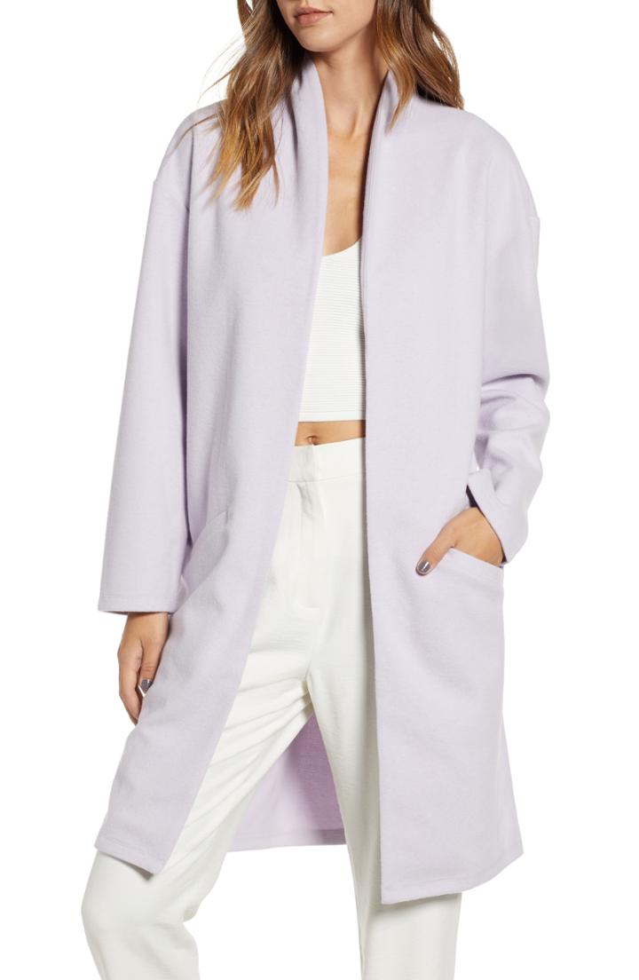 Women's Leith Open Front Midi Coat, Size - Purple