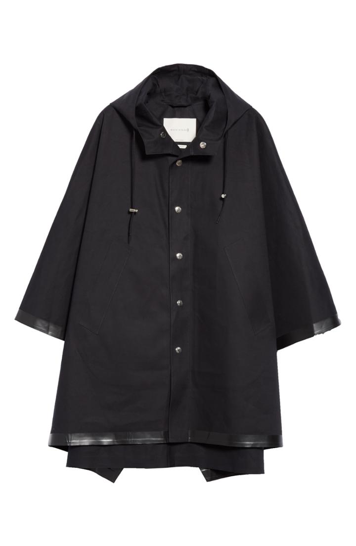 Men's Mackintosh Gents Bonded Cotton Hooded Poncho, Size - Black