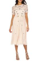 Women's Lace & Beads Baby Sequin Midi Dress - Beige