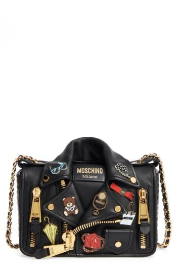 Moschino Biker Jacket Shoulder Bag - Black