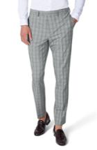 Men's Topman Muscle Fit Check Suit Trousers X 32 - Grey