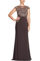 Women's Alex Evenings Embroidered Column Gown - Brown