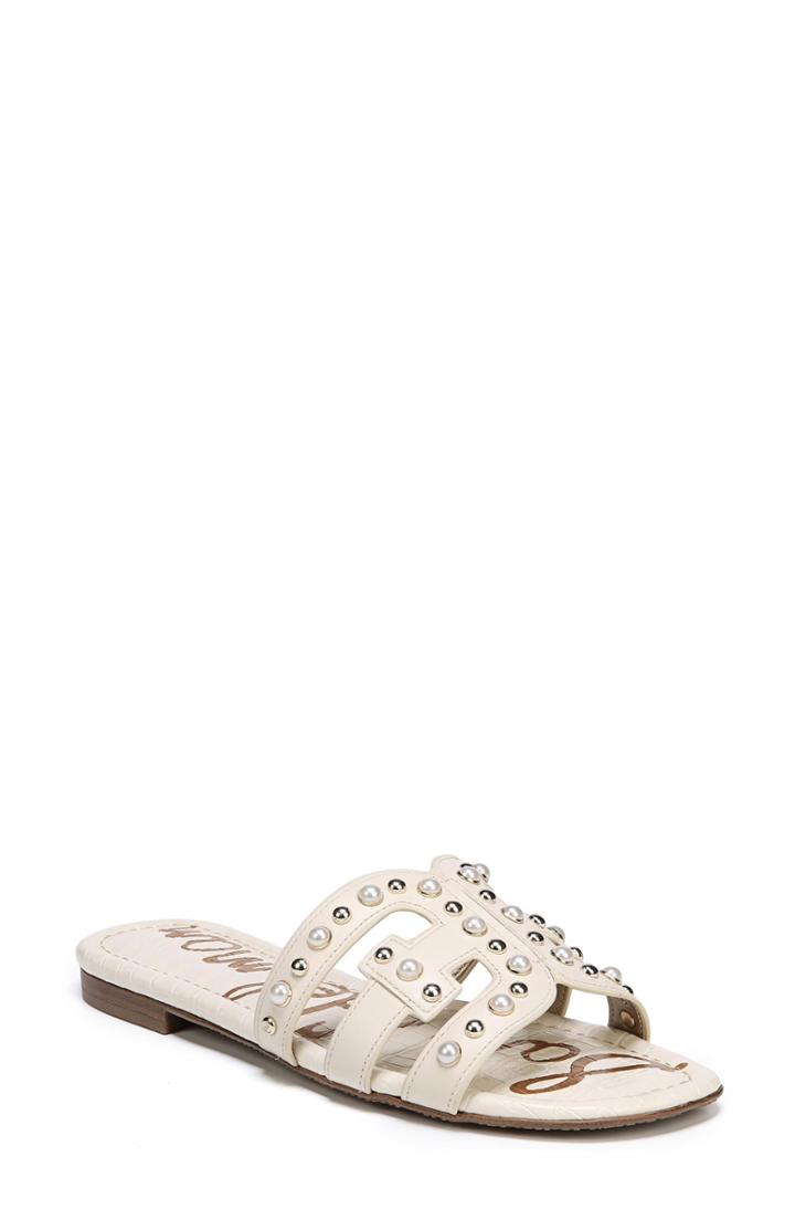 Women's Sam Edelman Bay 2 Embellished Slide Sandal .5 M - White