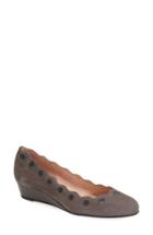 Women's French Sole 'occasion' Scalloped Wedge Pump M - Grey