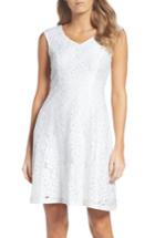 Women's Ellen Tracy Lace Fit & Flare Dress - White