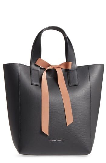 Loeffler Randall Ribbon Tie Leather Top Handle Shopper - Black