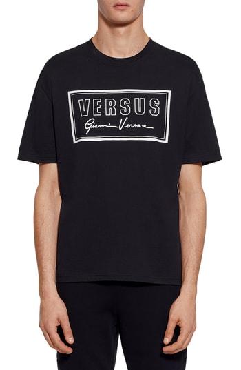 Men's Versus By Versace Logo Stamp T-shirt - Black