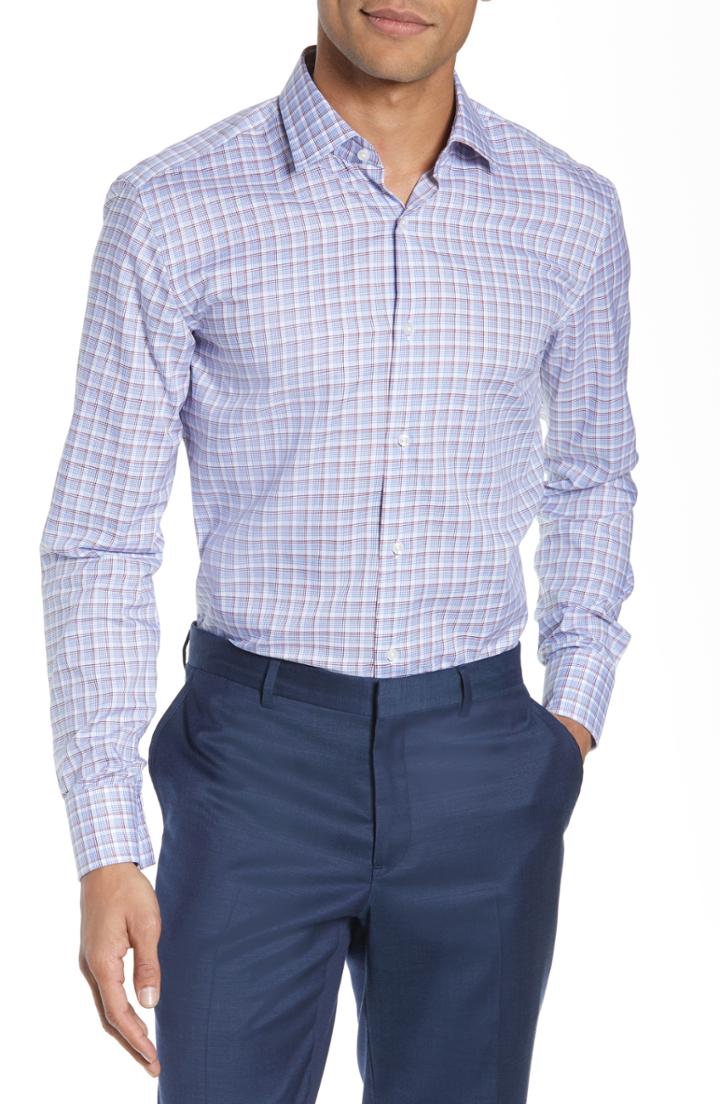 Men's Boss Jenno Slim Fit Plaid Dress Shirt - Pink
