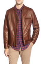Men's Schott Nyc 'cafe Racer' Slim Fit Waxy Leather Moto Jacket, Size - Brown