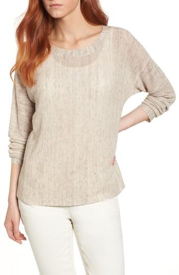 Women's Eileen Fisher Linen Blend Sweater, Size - Beige