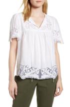 Women's Nordstrom Signature Embroidered Applique Top - White