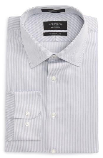Men's Nordstrom Men's Shop Traditional Fit Stripe Dress Shirt 32/33 - Grey