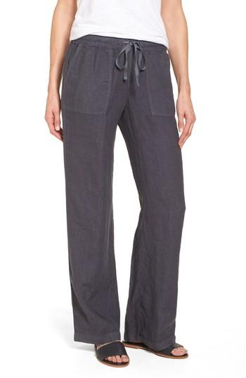 Women's Caslon Drawstring Linen Pants, Size - Grey