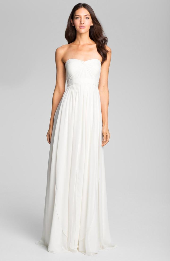 Women's Jenny Yoo Monarch Sweetheart Neckline Layered Chiffon Gown - Ivory