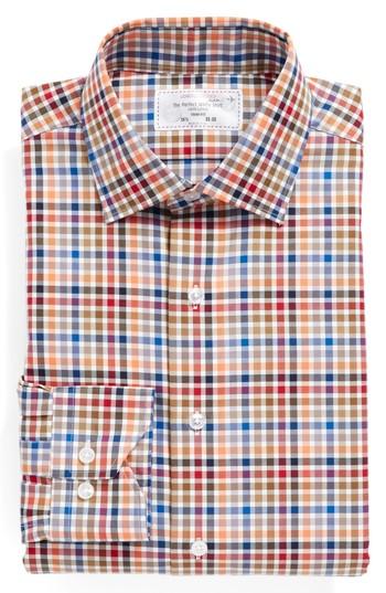 Men's Lorenzo Uomo Trim Fit Check Dress Shirt .5 - 34/35 - Orange