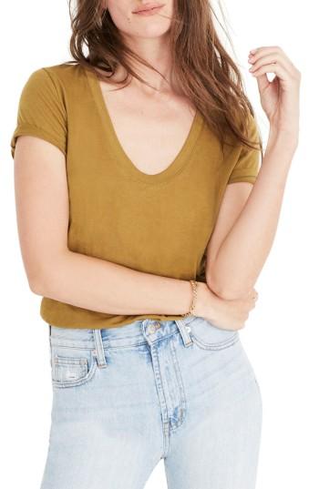 Women's Madewell Alto Scoop Tee, Size - Green