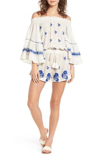 Women's Raga Eva Embroidered Off The Shoulder Romper - Ivory