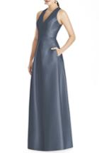 Women's Alfred Sung Sleeveless Sateen Gown - Grey