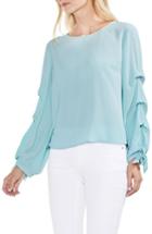 Women's Vince Camuto Tiered Tie Cuff Crepe Blouse, Size - Blue