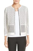 Women's Lafayette 148 New York Emma Laser Cut Leather Jacket - White