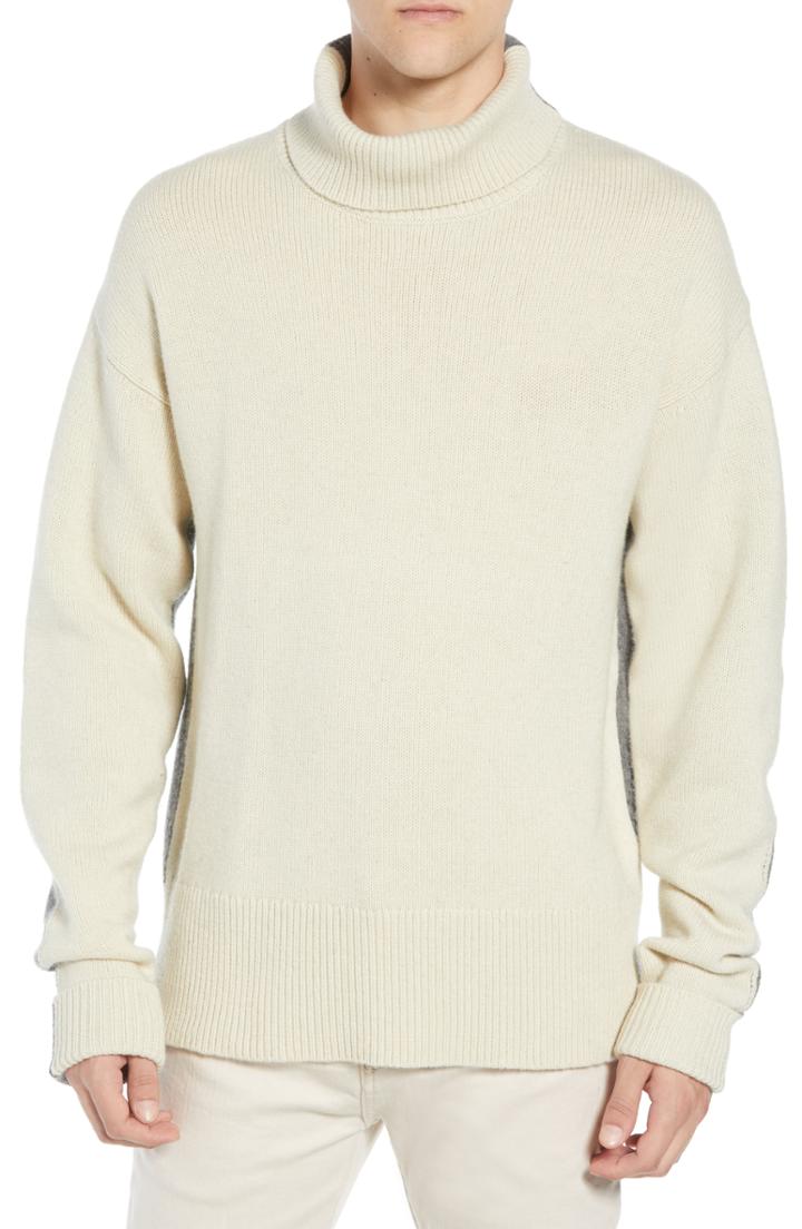 Men's French Connection Colorblock Turtleneck Sweater - Grey