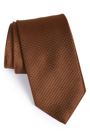 Men's David Donahue Solid Silk Tie, Size - Brown