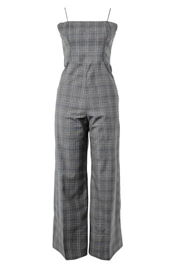 Women's Topshop Boutique Plaid Wool Jumpsuit Us (fits Like 0-2) - Grey