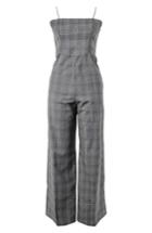Women's Topshop Boutique Plaid Wool Jumpsuit Us (fits Like 0-2) - Grey