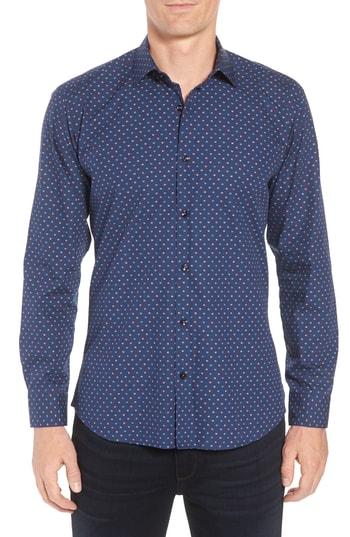Men's Jared Lang Fish Print Sport Shirt - Blue
