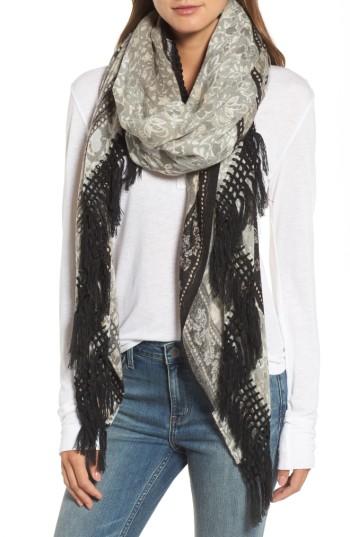 Women's Treasure & Bond Poetic Landscape Fringe Scarf, Size - Grey