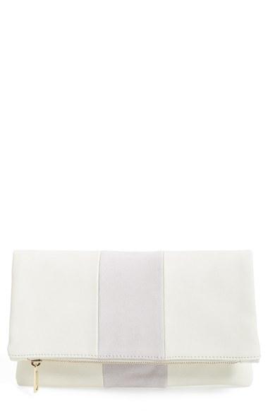 Bp. Tonal Stripe Foldover Clutch - Grey