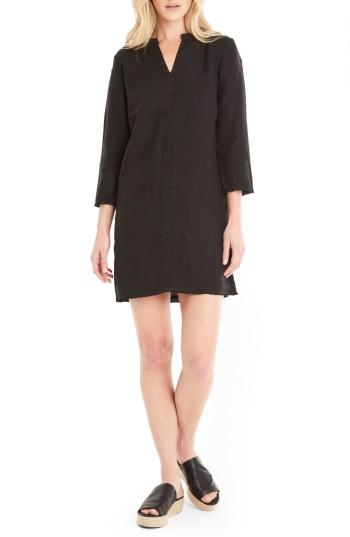 Women's Michael Stars Raw Edge Linen Shift Dress - Black