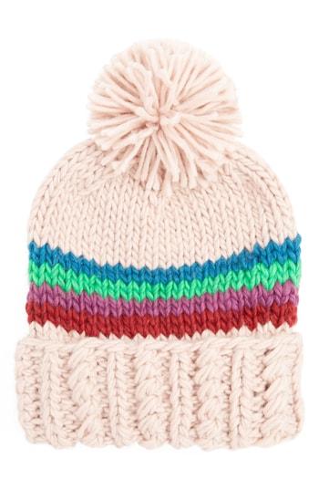 Women's Bp. Stripe Chunky Knit Beanie - Pink