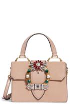 Miu Miu Madras Crystal Embellished Leather Top Handle Bag -