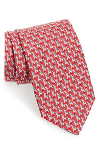 Men's Salvatore Ferragamo Puffin & Giraffe Silk Tie, Size - Red