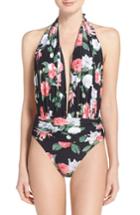 Women's Vince Camuto Floral Plunge Halter One-piece Swimsuit