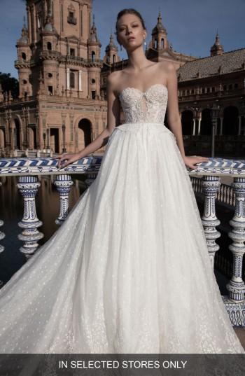Women's Alon Livne White Anastasia Embellished Strapless Ballgown, Size In Store Only - Ivory