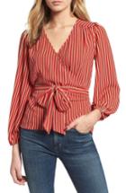 Women's Hinge Floral Spot Wrap Top, Size - Red