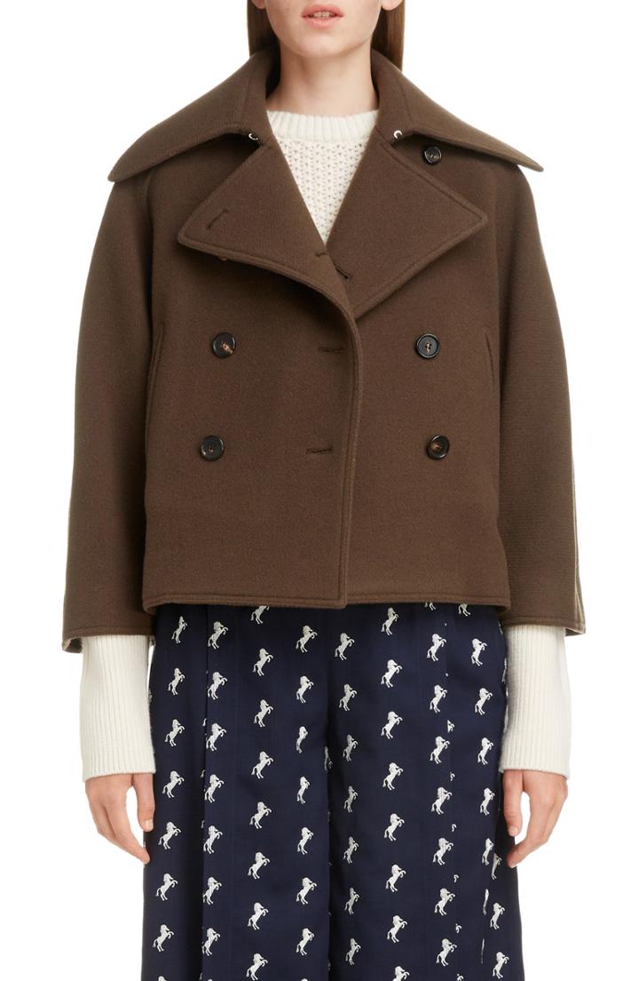 Women's Chloe Crop Wool Blend Peacoat Us / 34 Fr - Brown