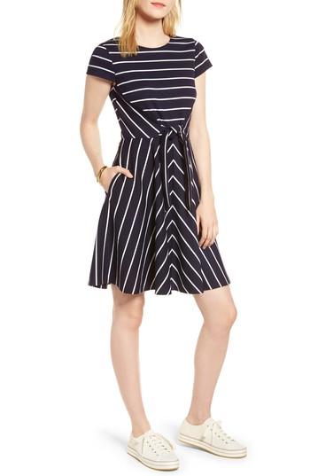 Women's 1901 Stripe Ponte Fit & Flare Dress - Blue