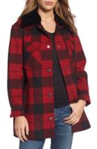 Women's Pendleton Cheyenne Plaid Wool Blend Coat With Faux Shearling Collar - Red