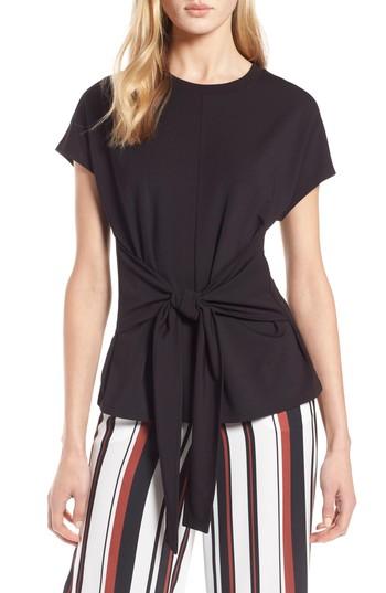 Women's Halogen Wrap Detail Stretch Knit Top, Size - Black