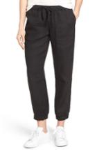 Women's Caslon Crop Linen Joggers - Black