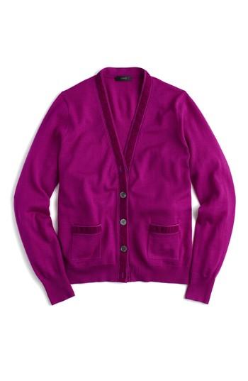 Women's J.crew Harlow Velvet Trim Cardigan