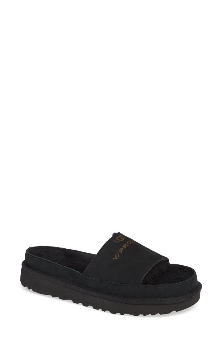 Women's Y/project X Ugg Genuine Shearling Slide Sandal Us / 38eu - Black