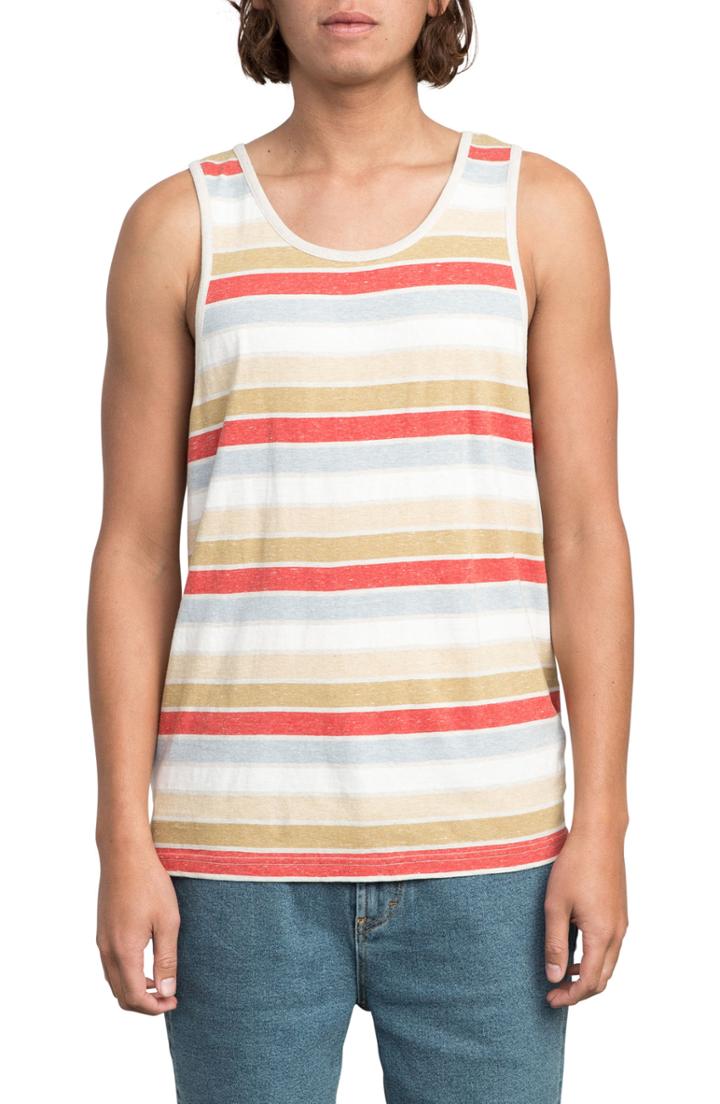 Men's Rvca Lenix Stripe Tank, Size - White
