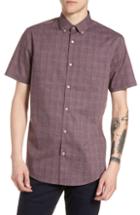 Men's Calibrate Check Sport Shirt, Size - Burgundy