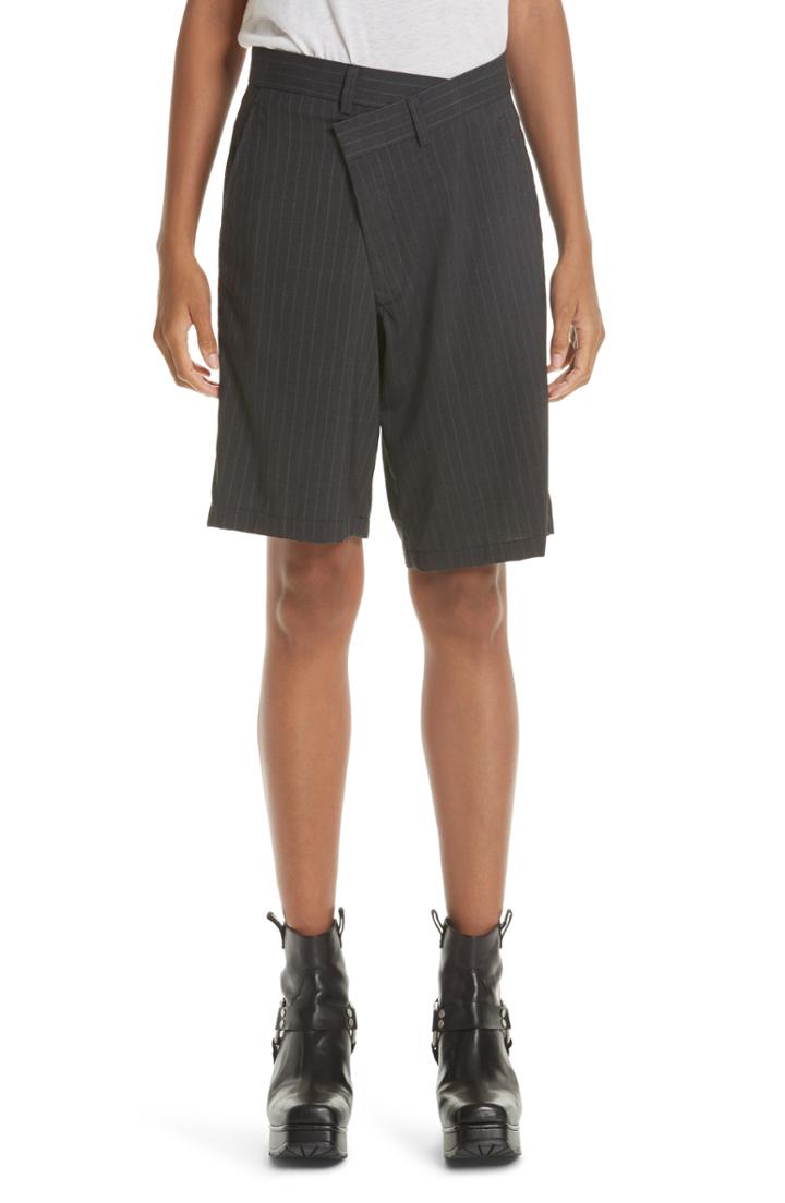 Women's R13 Crossover Pinstripe Shorts - Black