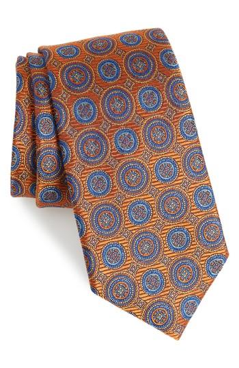 Men's Nordstrom Men's Shop Santa Lucia Circles Silk Tie, Size - Orange